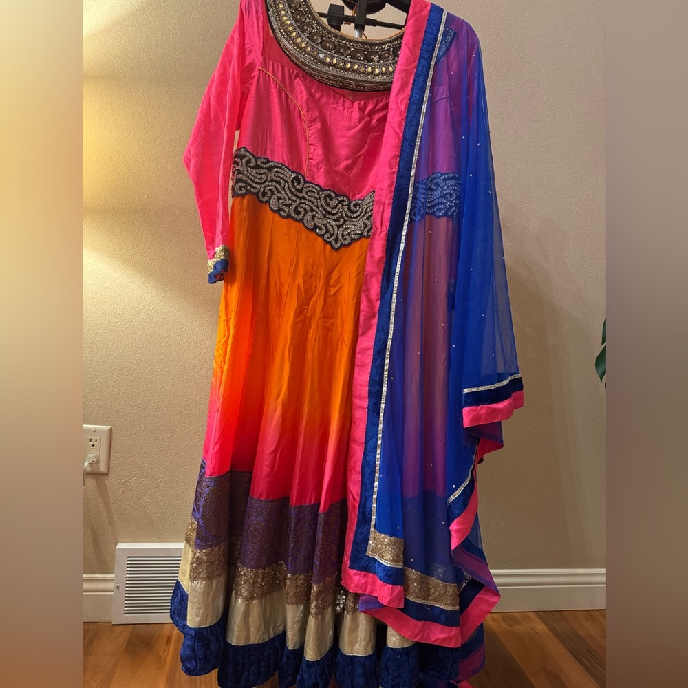 Frontier designer pure raw silk Anarkali with dupatta.More beautiful in person